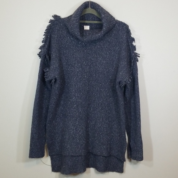 Sun & Shadow Sweaters - Sun&Shadow Turtleneck Assymetrical Gray Sweater